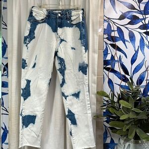 Women’s PAC Sun Mom Jeans Blue High Rise Relaxed Fit Bleach Jeans Size 27